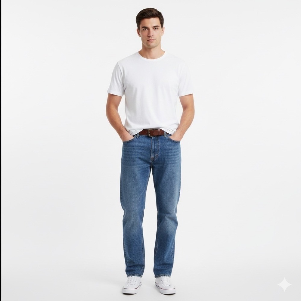 Levi's Denim Jeans 505 Regular Fit Straight‎ Leg Men W36 L30 Medium Blue Wash